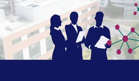3 Silhouettes of people reading files.