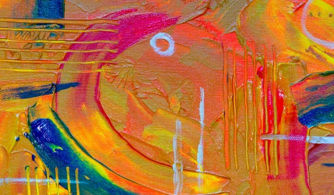 Modern Art Image - Brown background with swirls of different colours