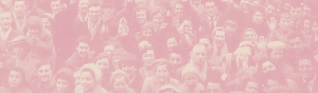 Old picture showing female football fans at a football match