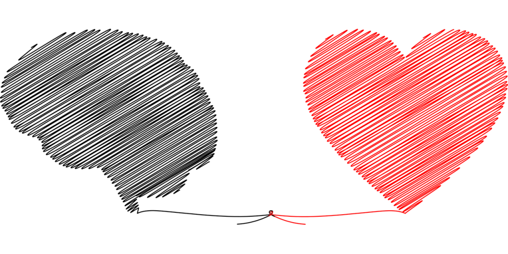 Image of heart and brain with a connecting string