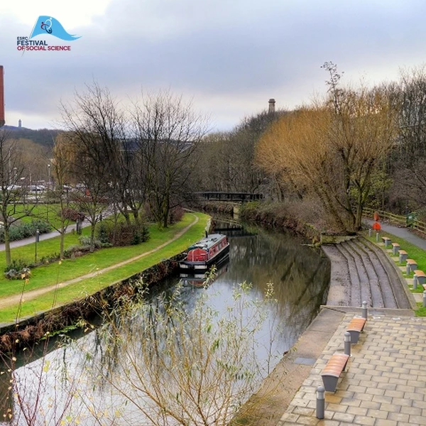 Canal view with a narrow boat