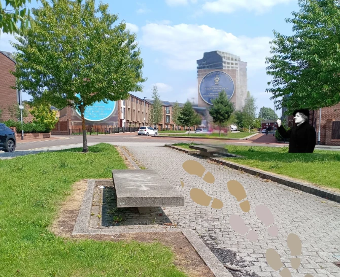 Picture of a path with footsteps